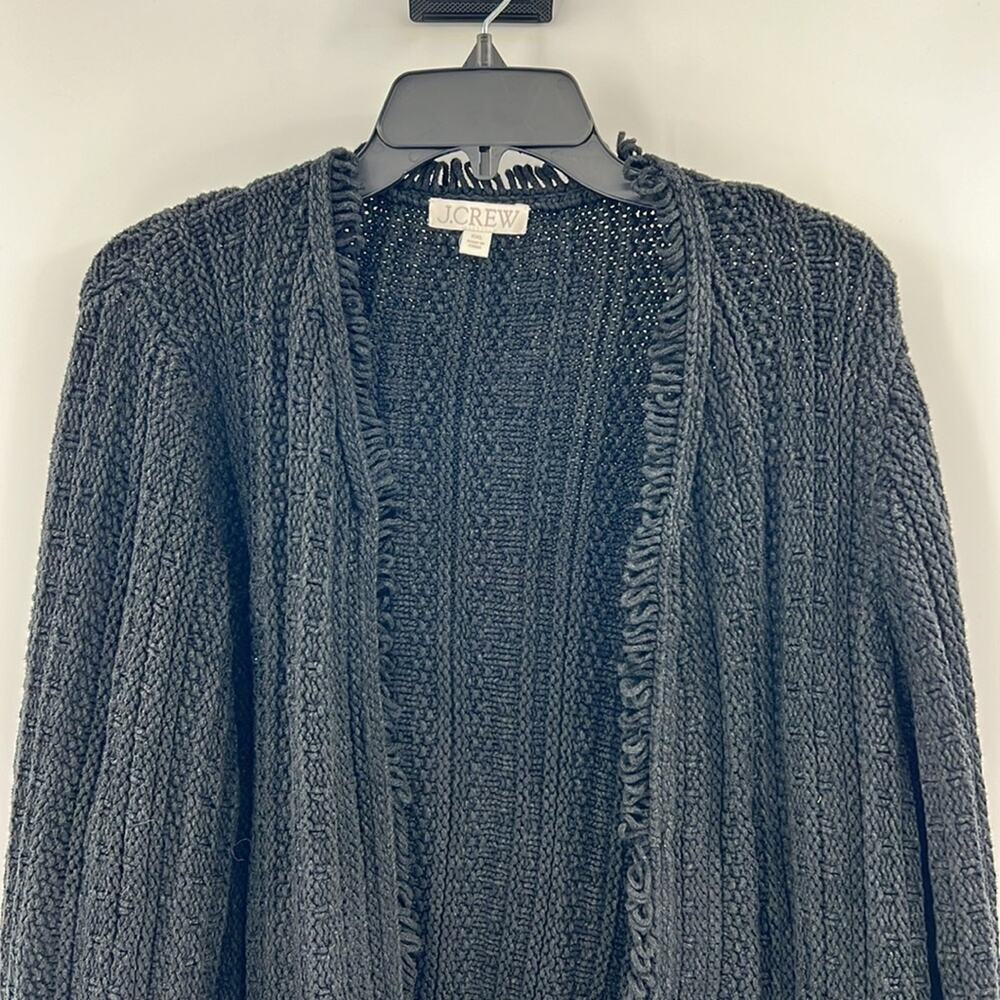 J. Crew Women's Textured Cable-Knit Lady Jacket with fringe - Black - XXL - Picture 2 of 8